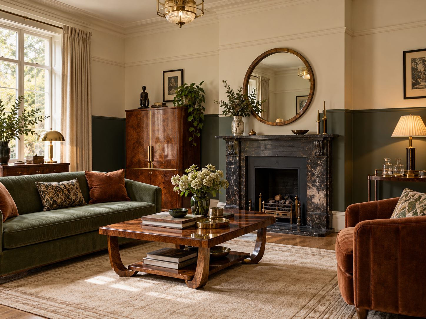Two-tone living room wall with a darker lower section