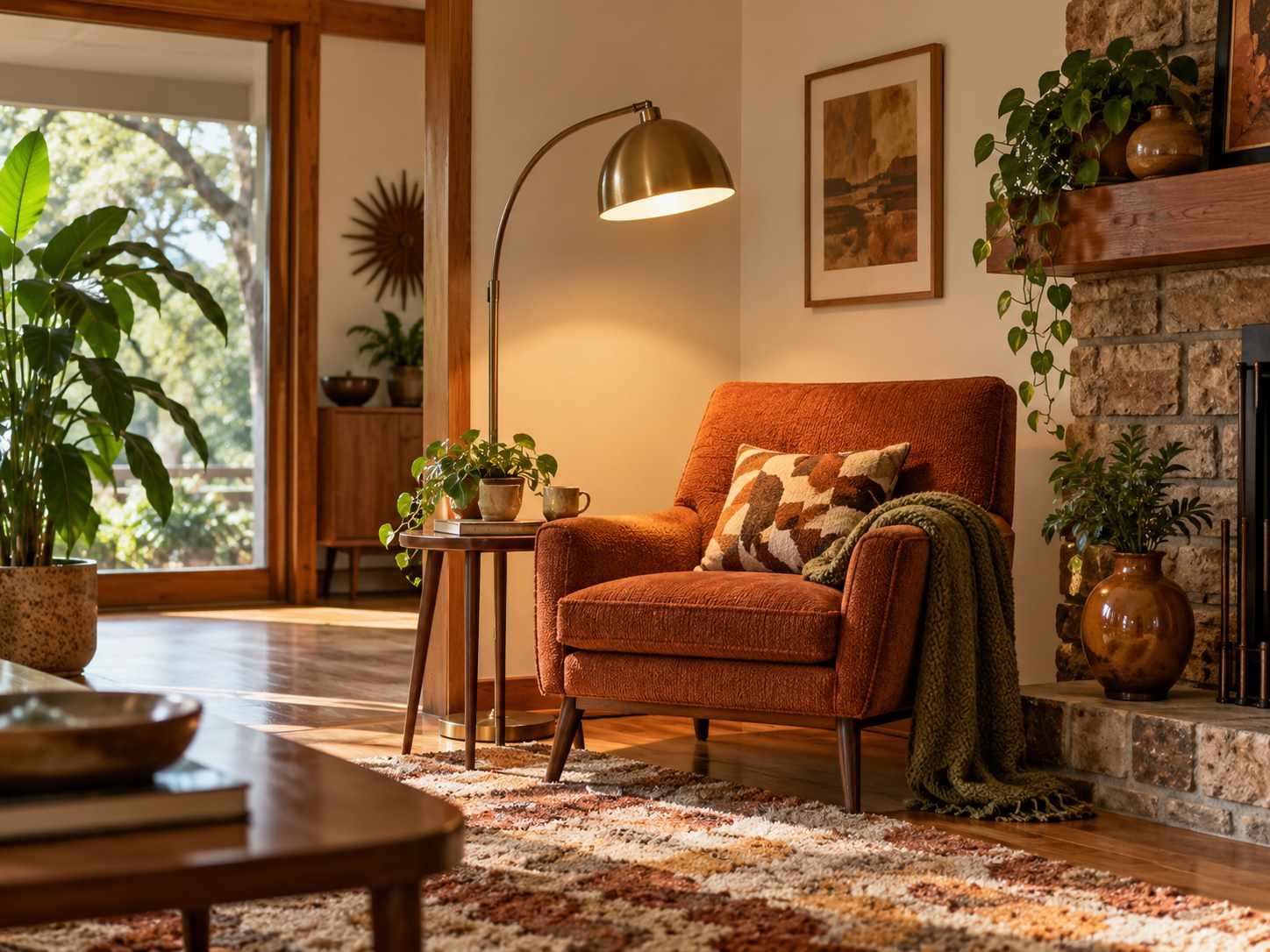 Reading chair with a tall floor lamp
