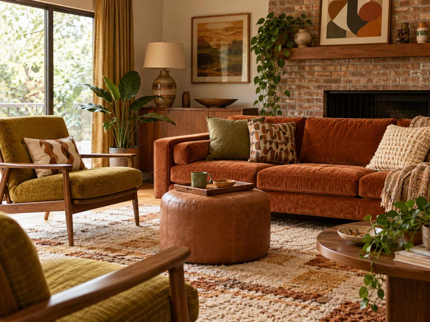 Small upholstered ottoman within a seating group