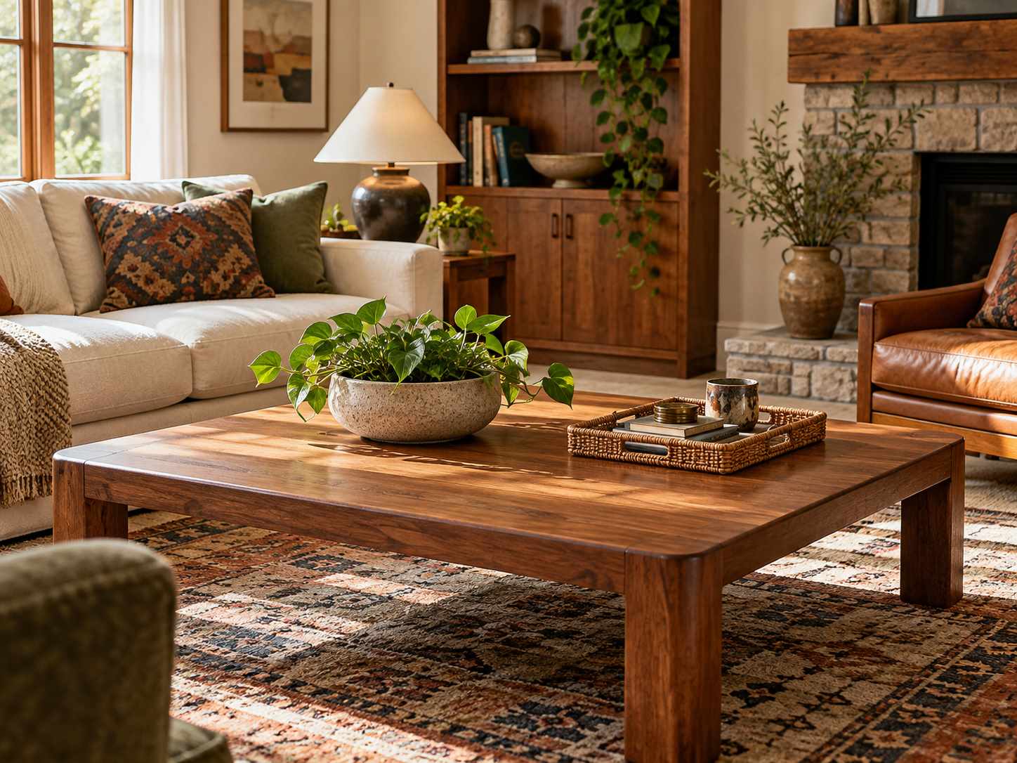 Clear coffee table with one low tray