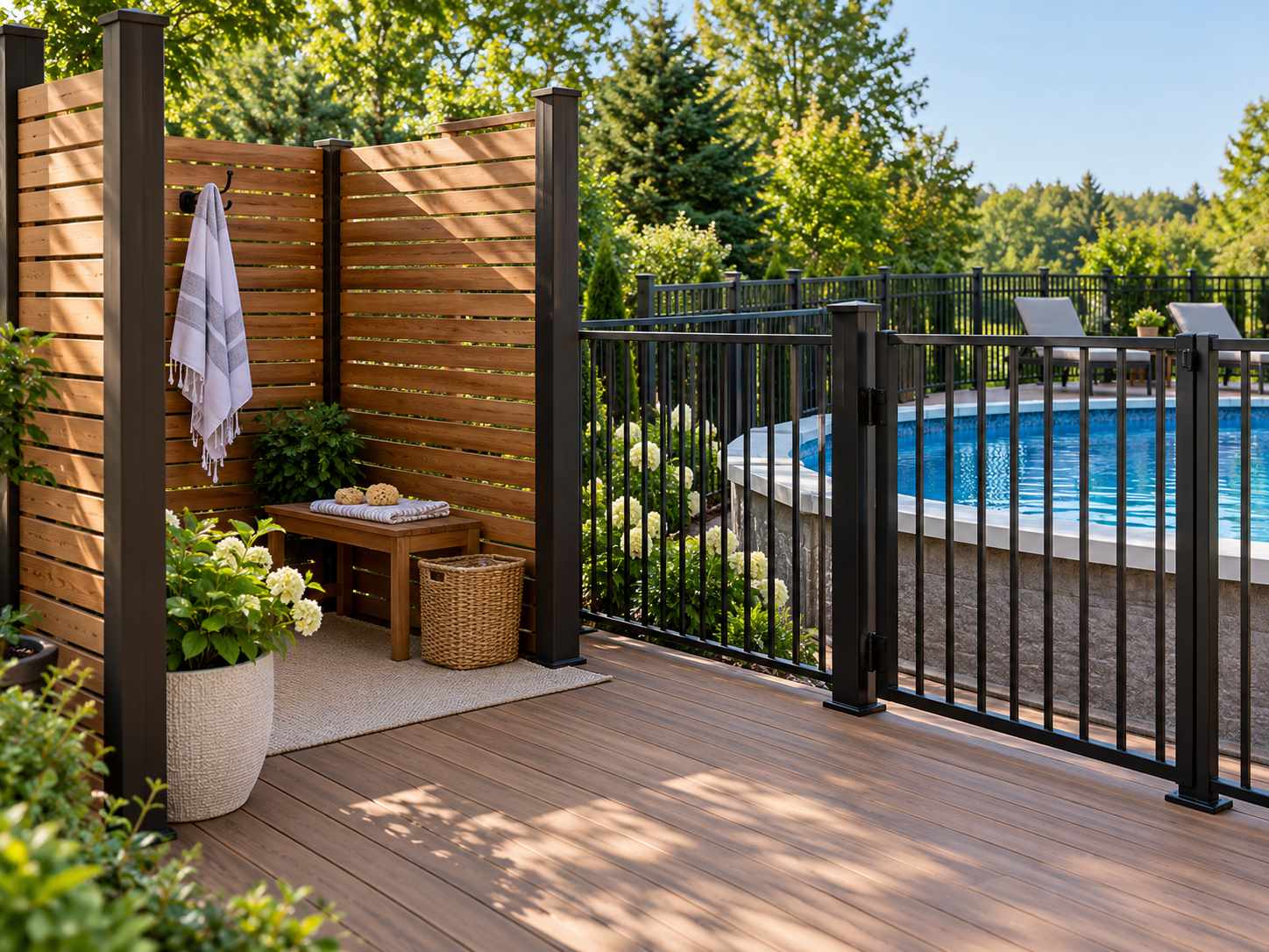 Small changing corner separate from the main pool route