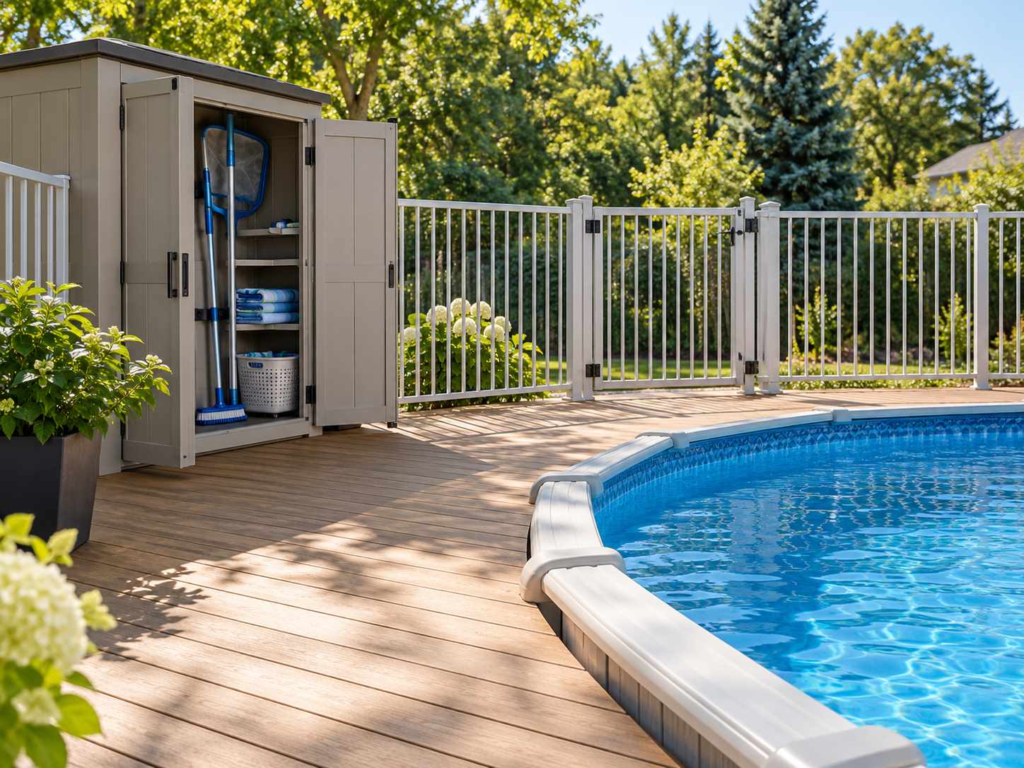 Enclosed storage for pool cleaning tools