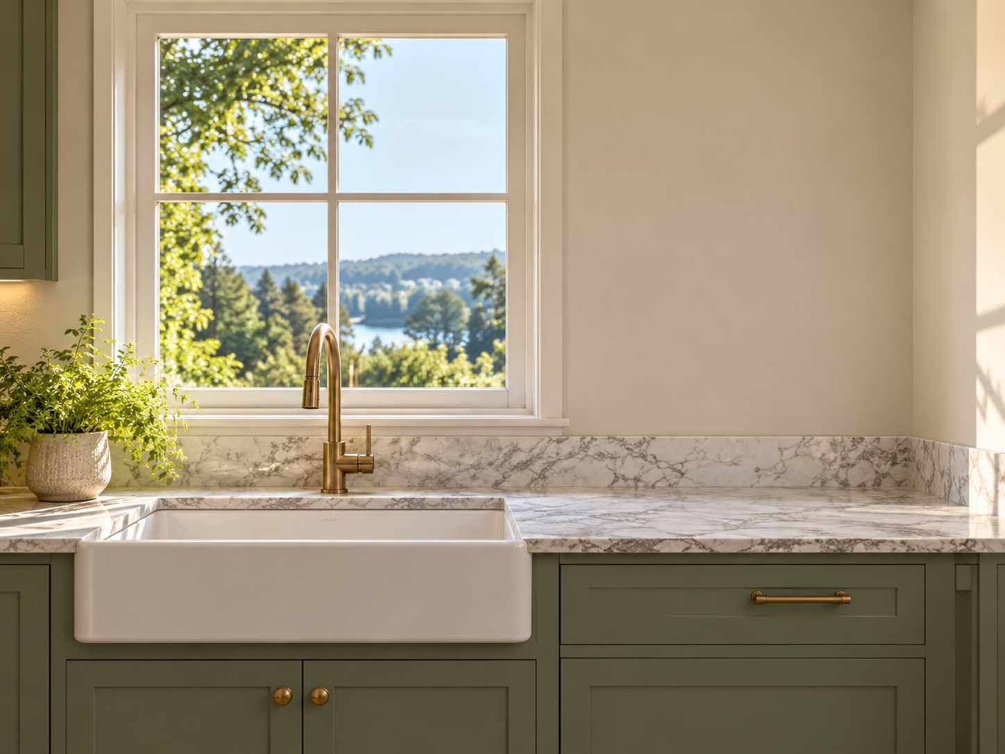 Clear wall and window space above a sink
