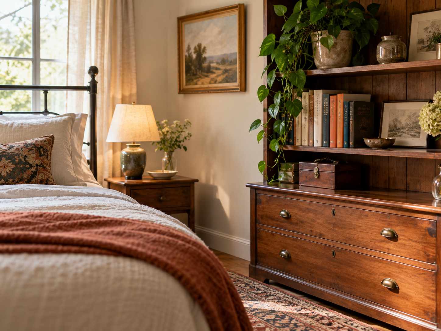 Accessible books arranged beside a bed