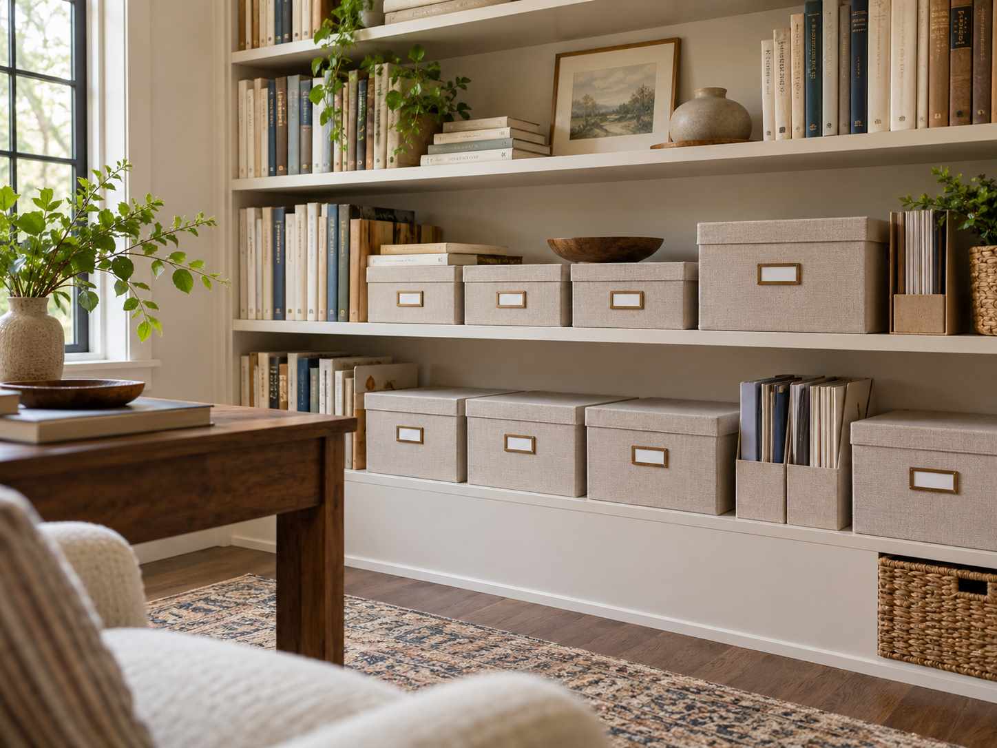 Matching storage boxes for household papers