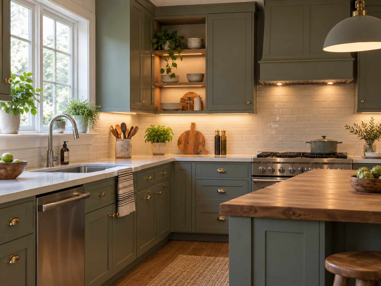 Kitchen task lighting over preparation surfaces