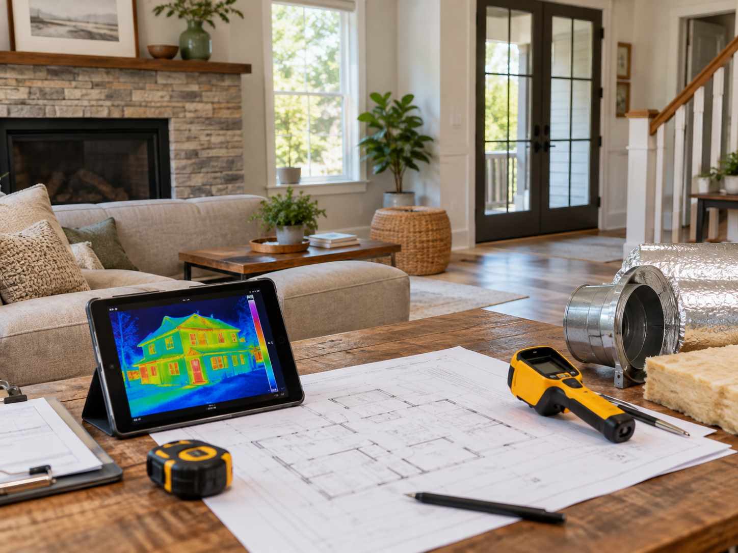 Home assessment tools and an energy image on a tablet