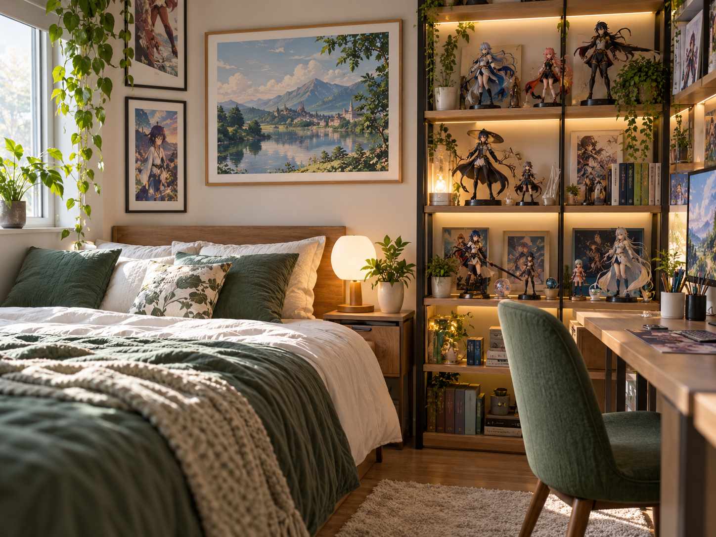 Small original landscape artwork balancing detailed displays