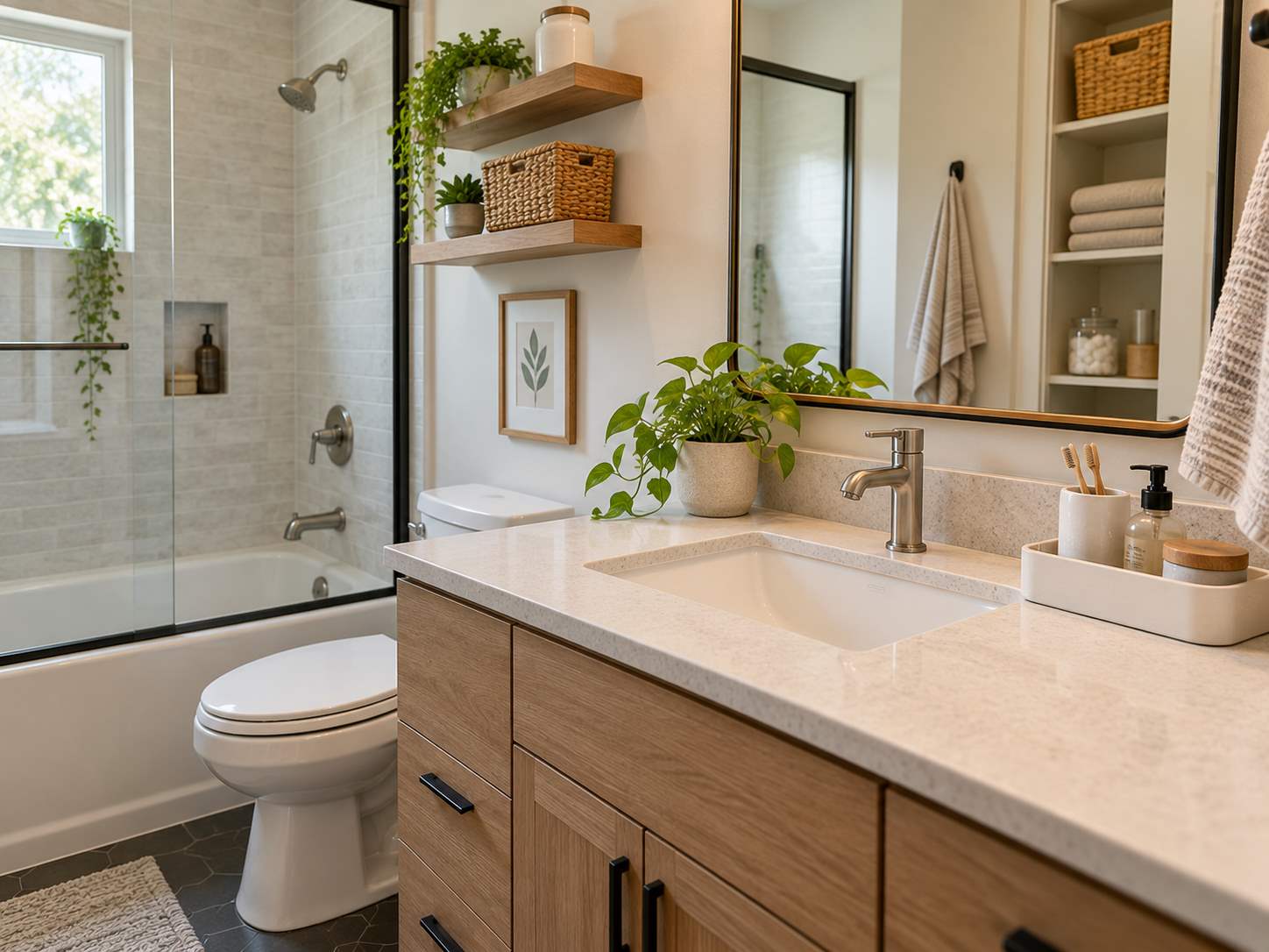 Vanity top holding only daily essentials