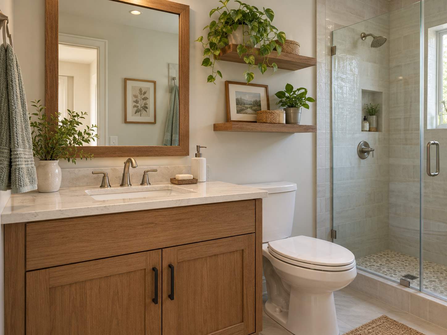 Framed bathroom mirror