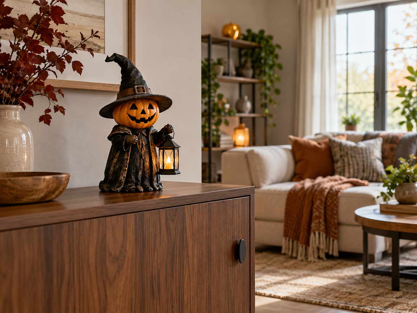 Small freestanding seasonal figure on a cabinet