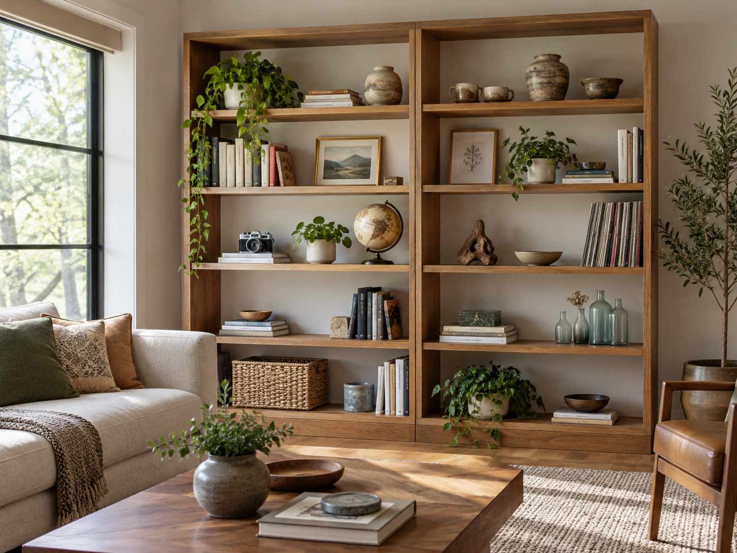 Defined personal collection sections in one bookcase