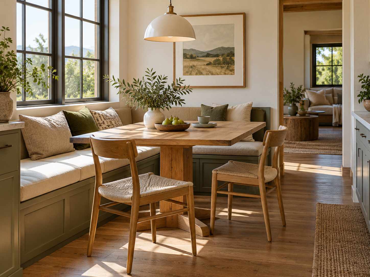 Compact dining nook with practical seating