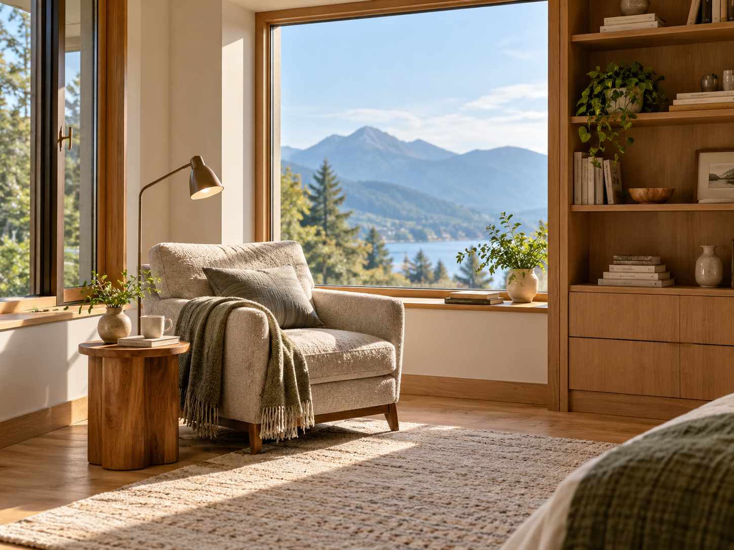Reading chair near a bright window