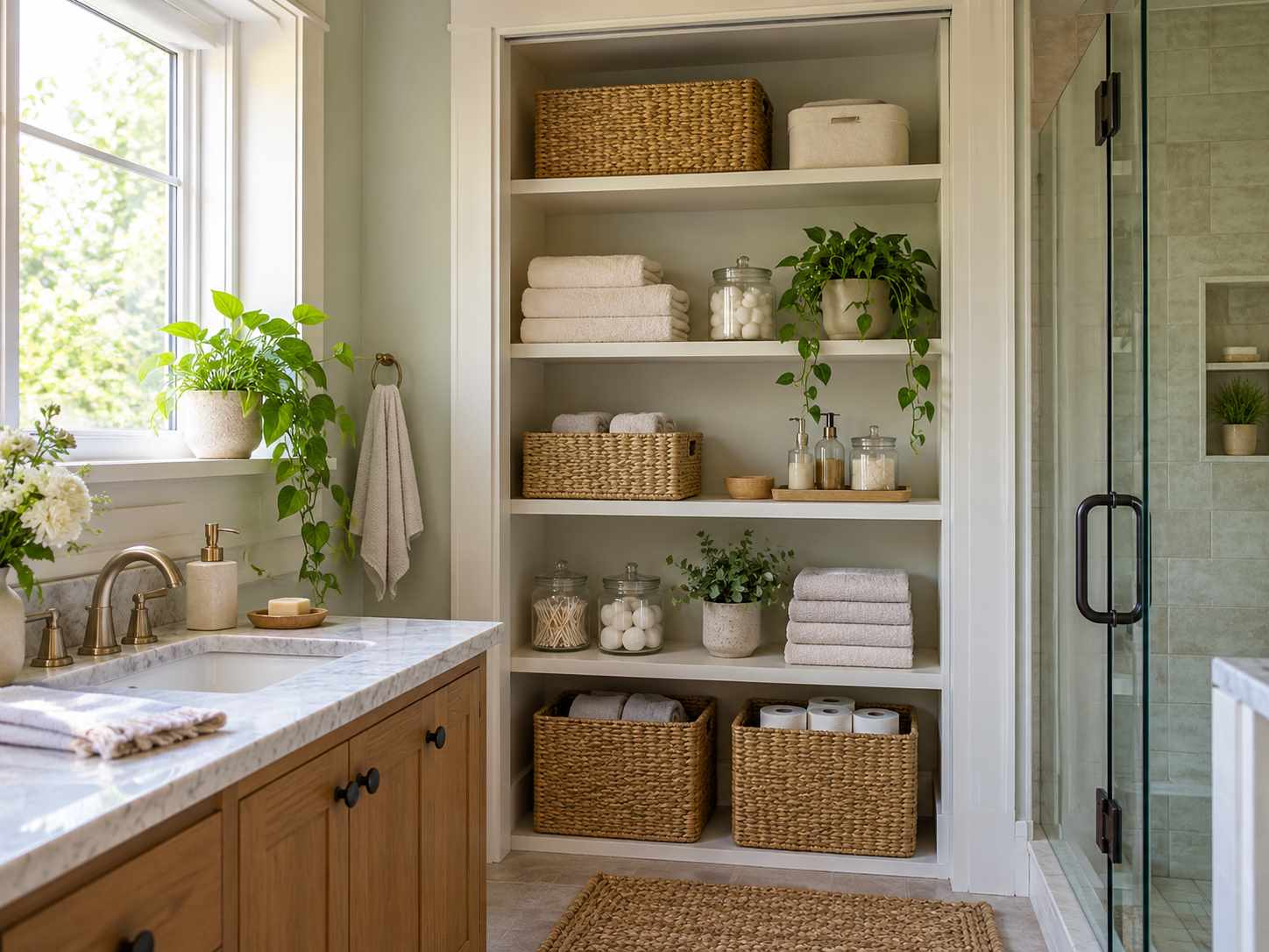 Light occasional items on an upper shelf
