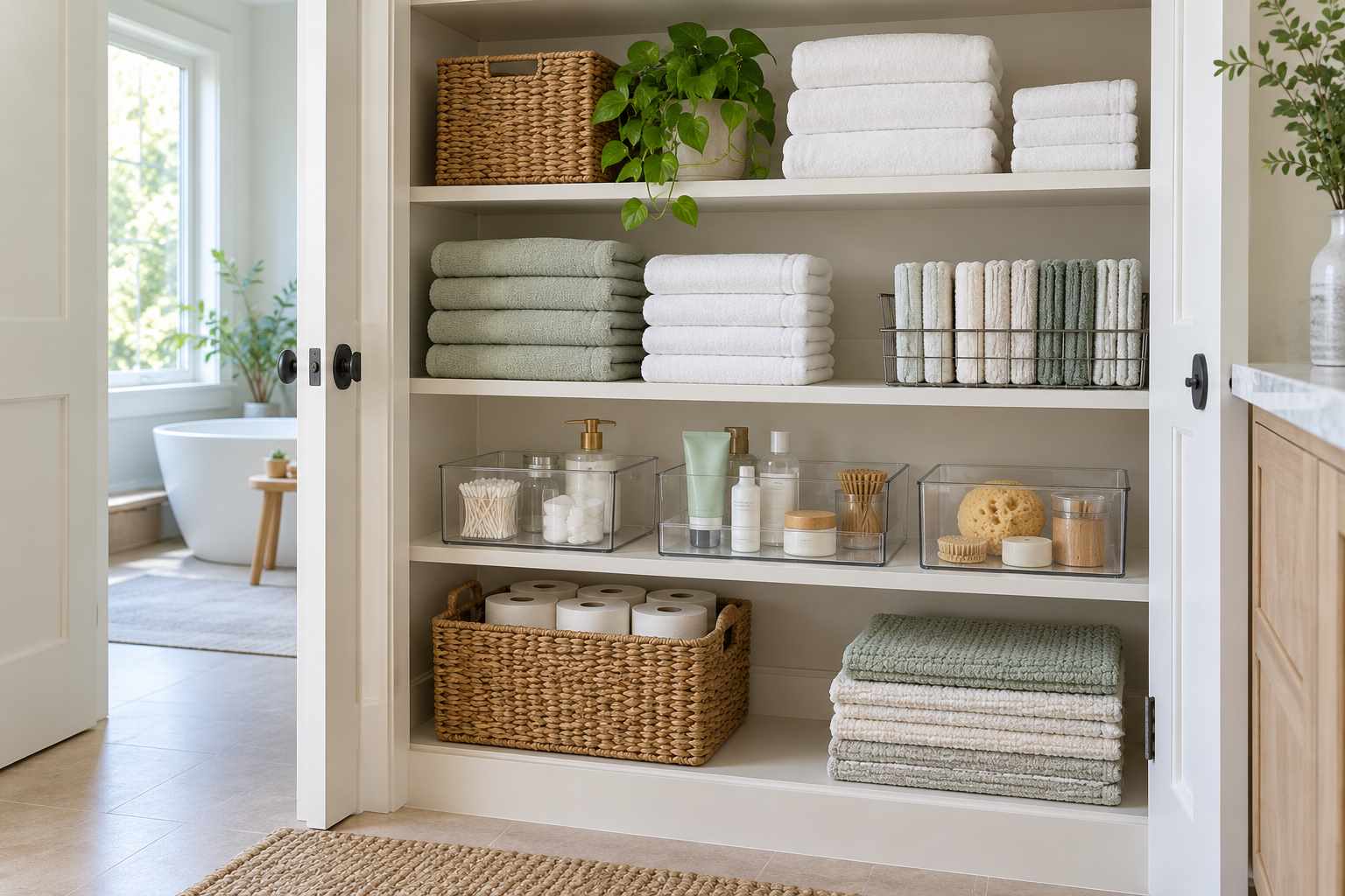 17 Bathroom Closet Organizer Ideas for Clear, Useful Shelves