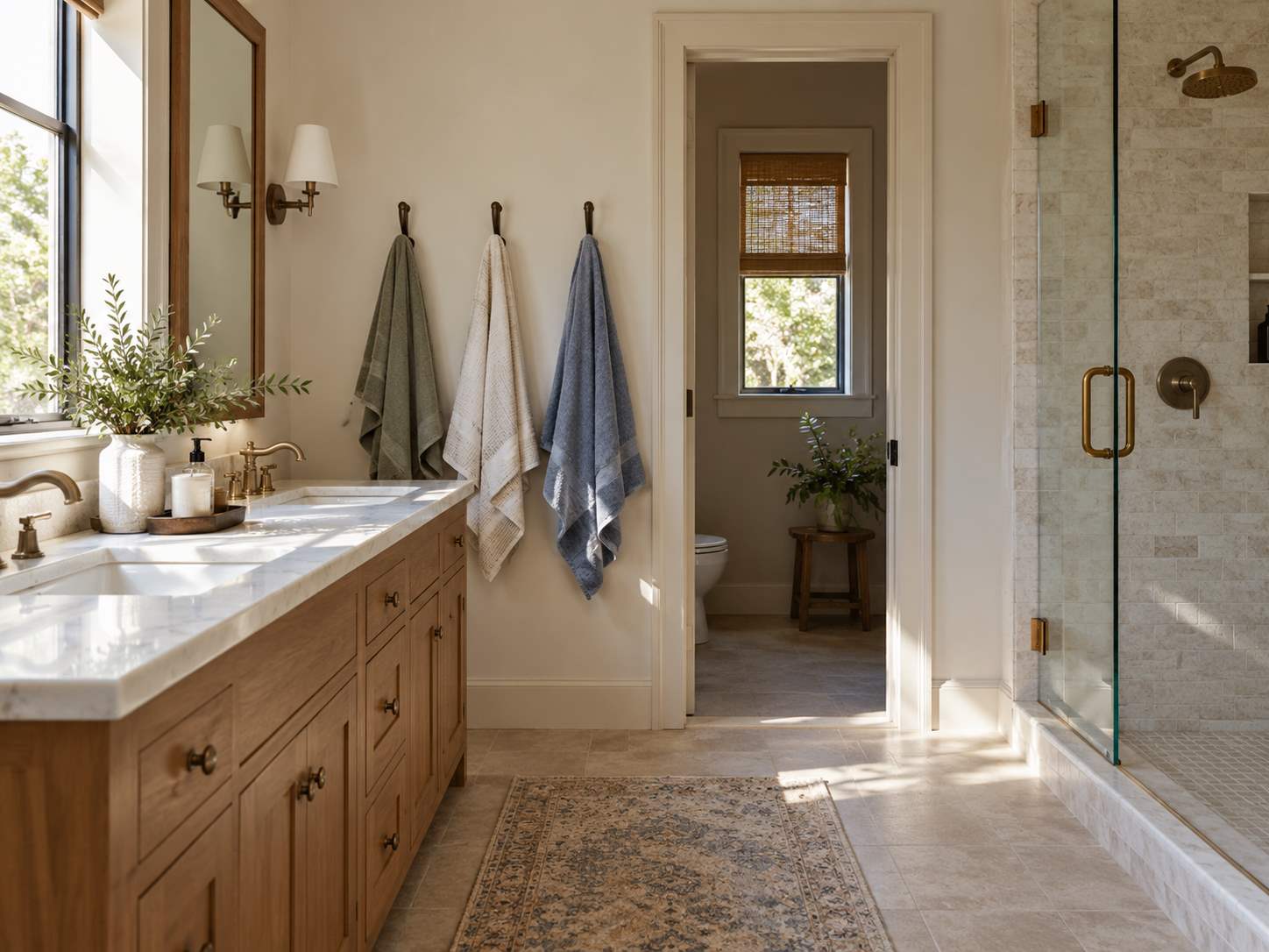 Separate hooks for different bathroom users