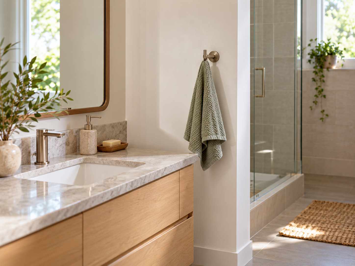 Hand-towel hook near a basin