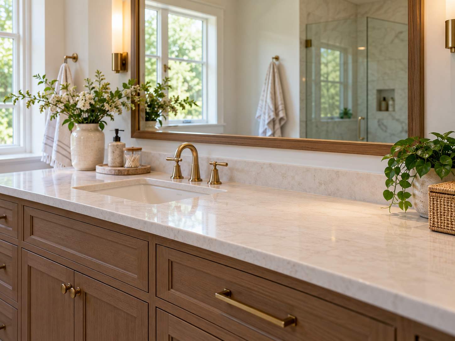 Clear vanity area left for getting ready