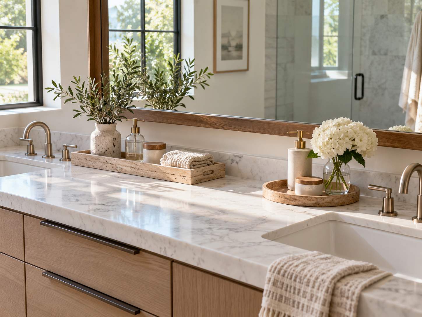 Narrow tray fitted to the available counter space