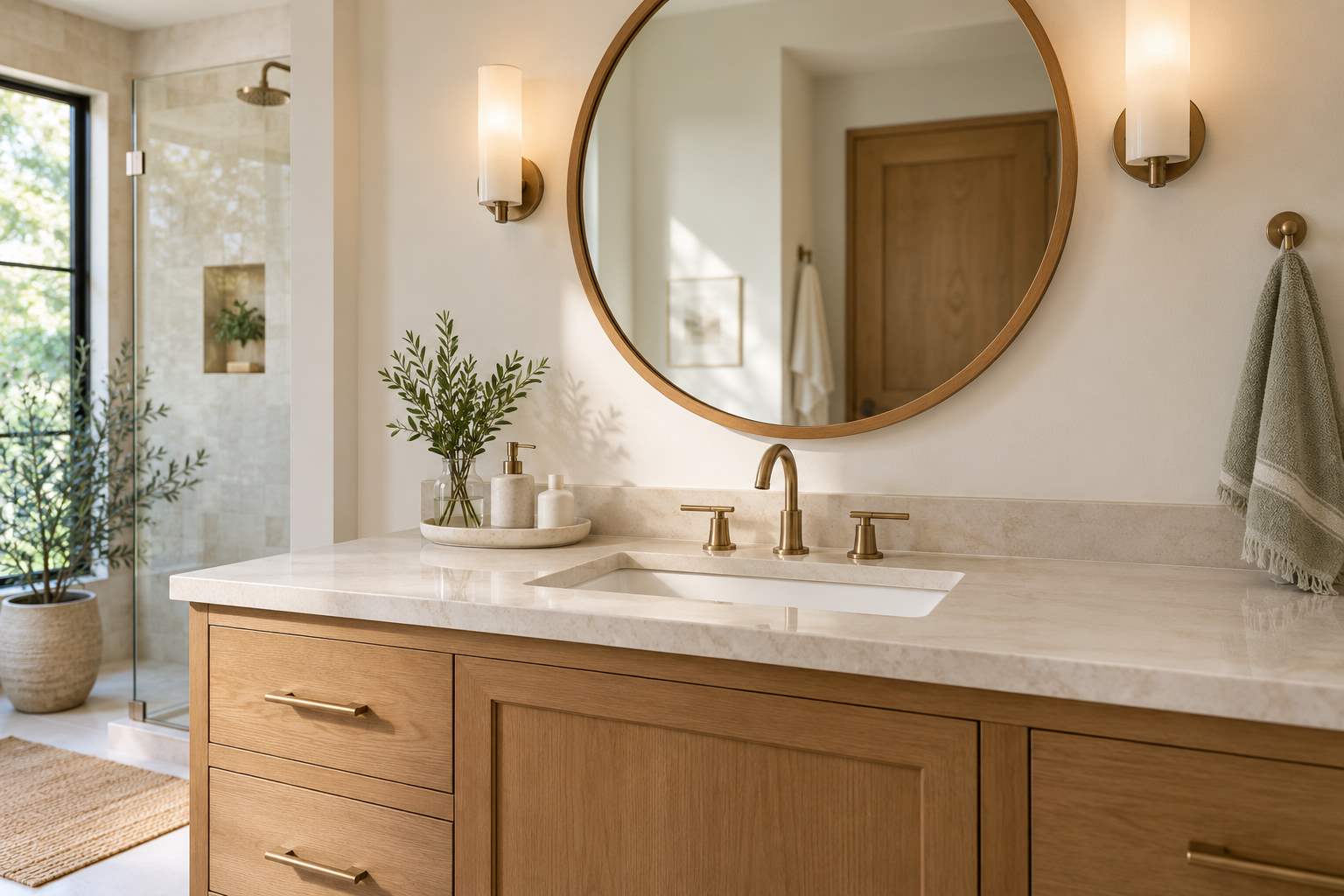 17 Bathroom Vanity Decor Ideas That Leave Room to Use It