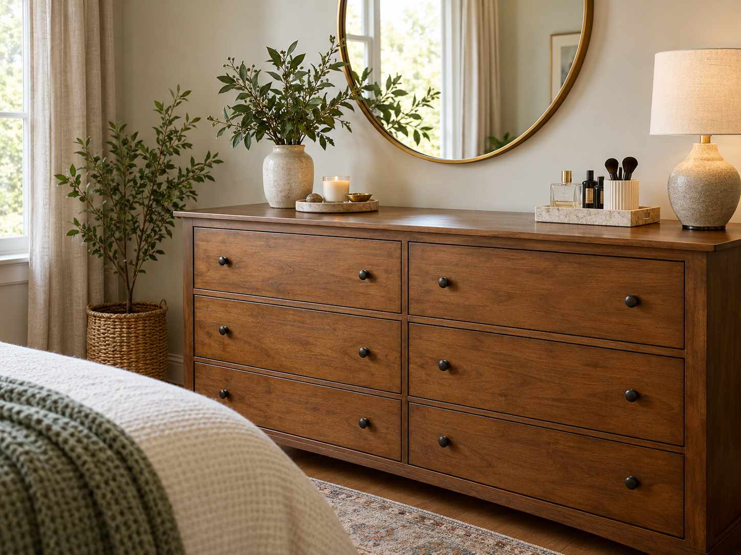 Edited dresser surface with useful everyday items