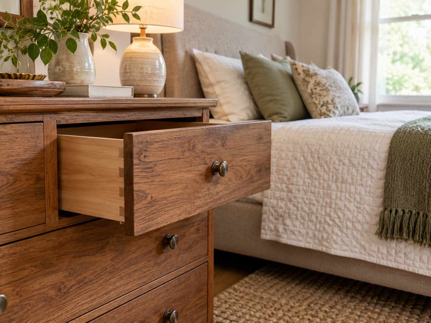 Open drawer showing a small furniture detail needing attention