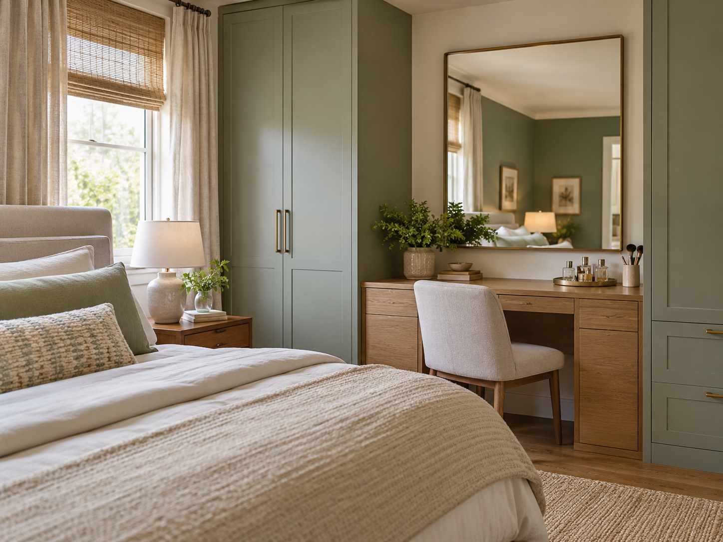 Useful mirror beside a bedroom dressing area