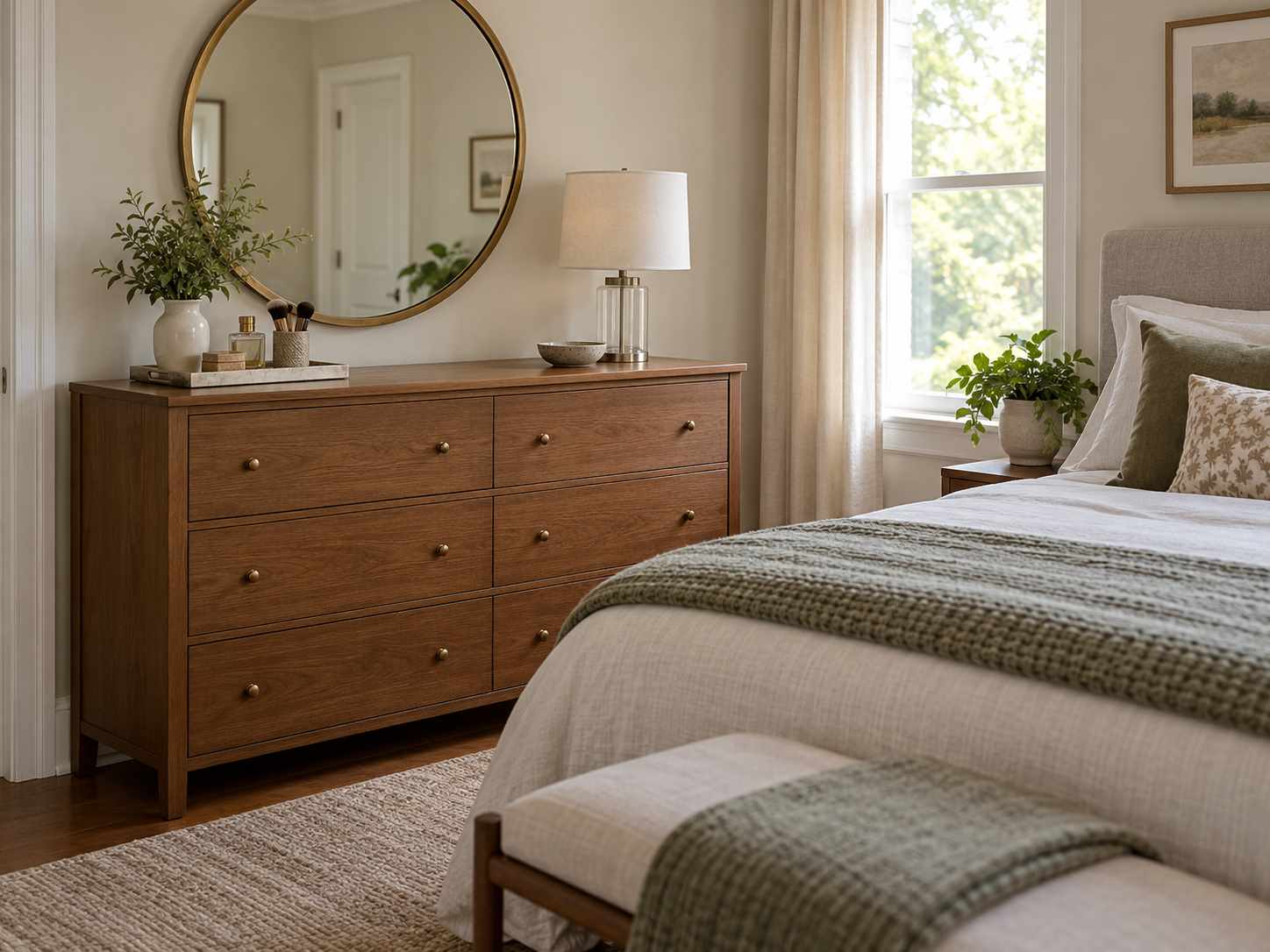 Useful dresser top with a limited arrangement