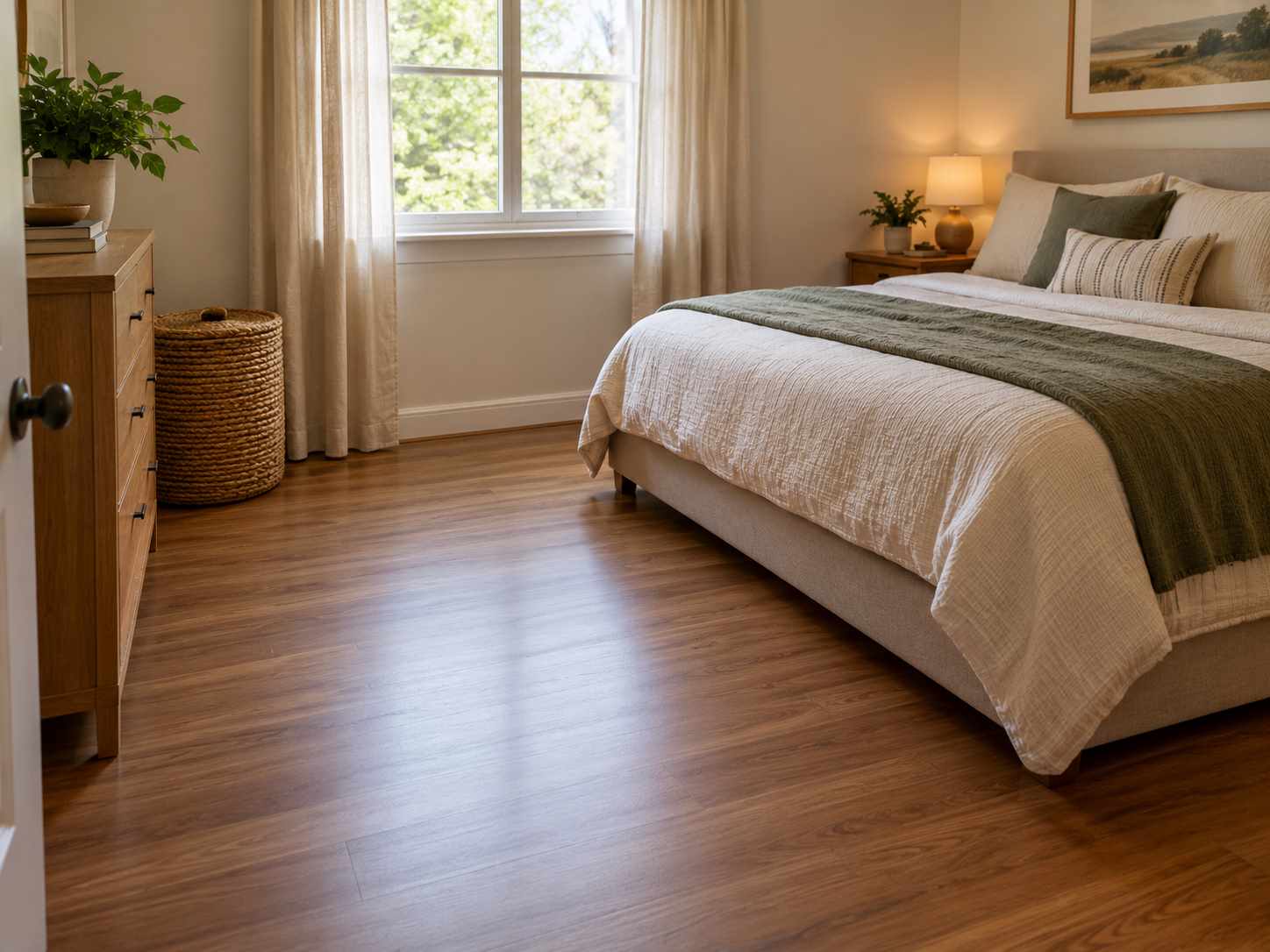 Clear patch of bedroom floor left open