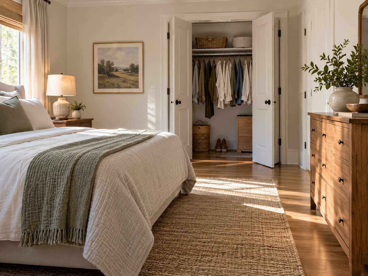 Clear route from the bed to the closet