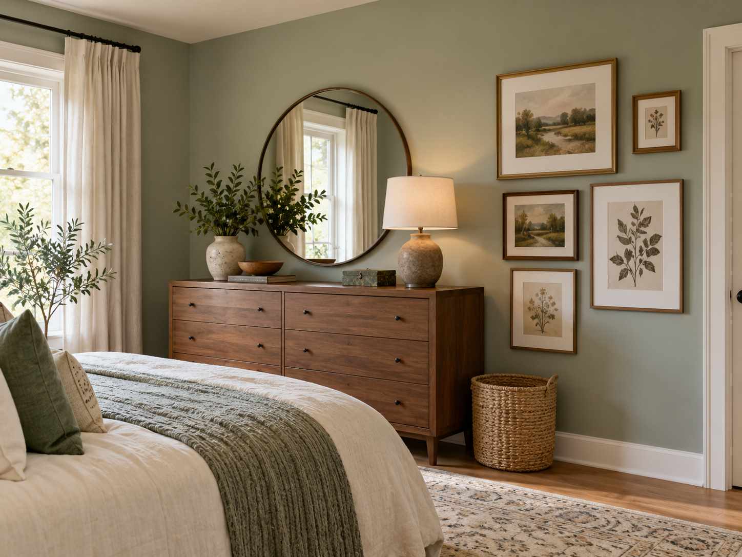 Small gallery beside a bedroom dresser