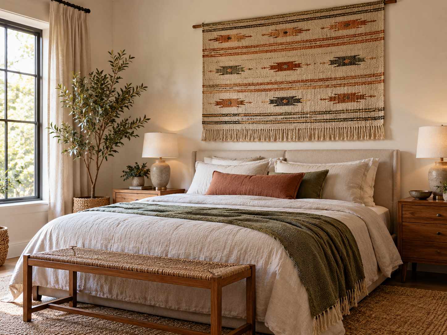 Lightweight textile used as bedroom wall art