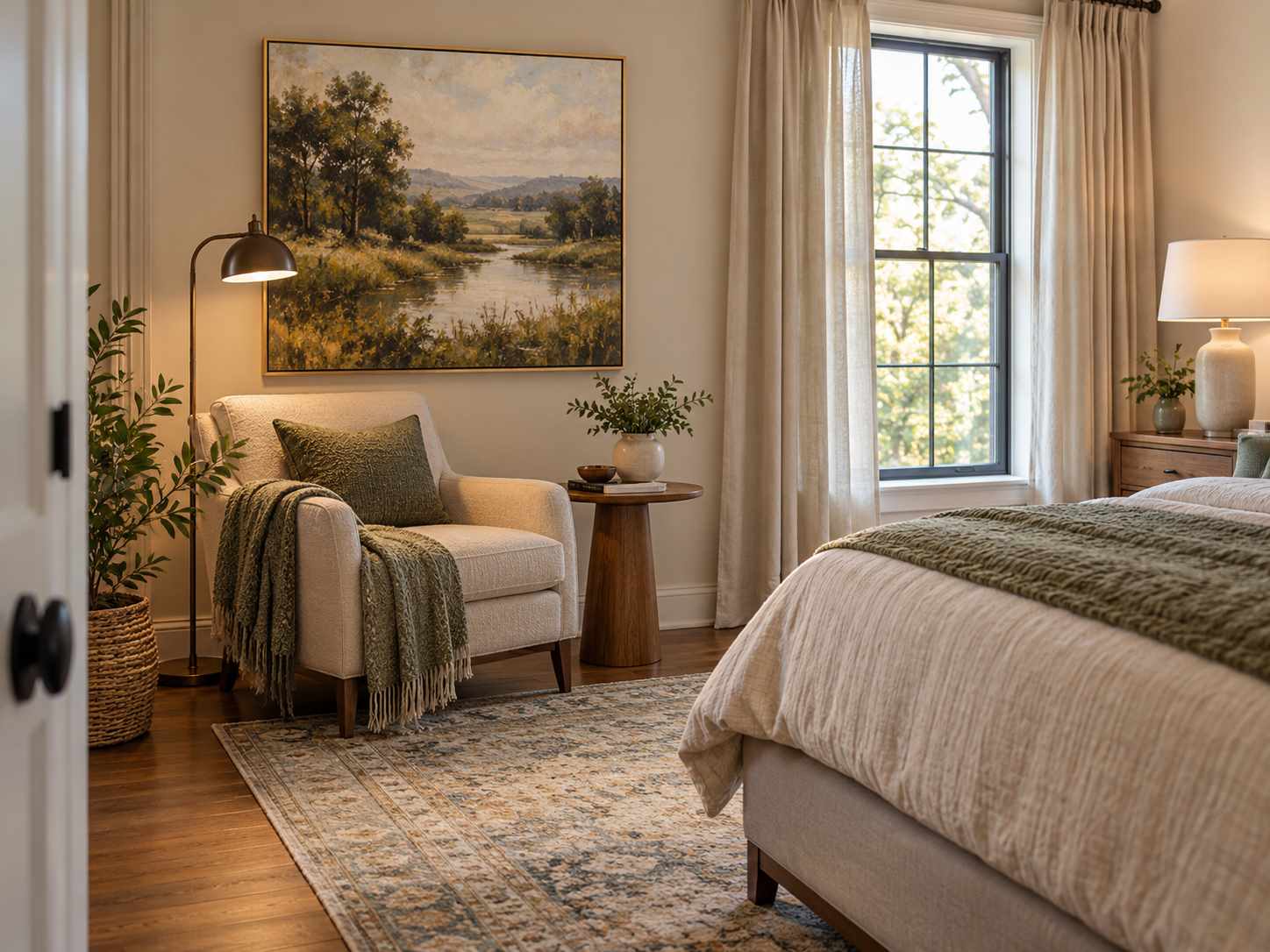 Artwork placed above a reading chair